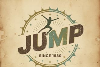 design a vintage jump logo with classic retro energy