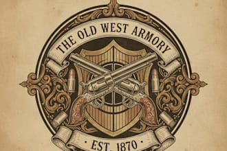 design a vintage gun logo with classic retro style