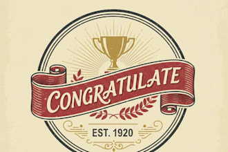 design a vintage congratulate logo with classic retro charm