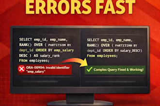 fix sql errors or write correct sql queries in 24 hours