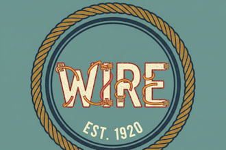 design a vintage wire brand logo with classic industrial style