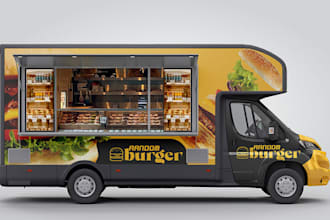 food truck design with layout awesome car food menu long trailer  3d food truck