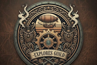 design a vintage steampunk logo with classic retro industrial style