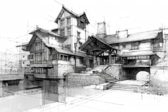 draw an architectural sketches of building illustrations