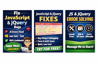 fix javascript errors, jquery issues and frontend bugs fast