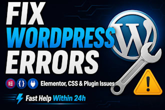 fix wordpress errors, elementor issues, and CSS bugs
