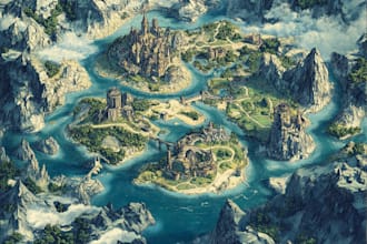 make fantasy map illustration for map