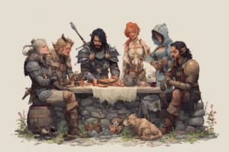 design custom dnd party portraits and group art