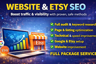 do complete SEO for your website and etsy shop
