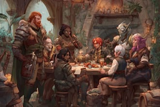 design an your dnd group party illustration