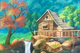 create a custom realistic hand drawn acrylic nature or object painting