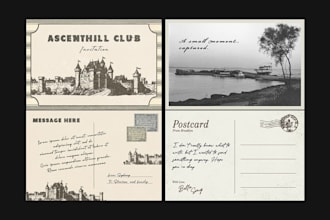 design vintage retro postcard, invitation, greeting, business card