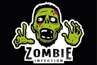 do high quality zombie rage mascot logo with t shirt design