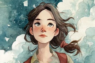 draw portrait in cute watercolor style