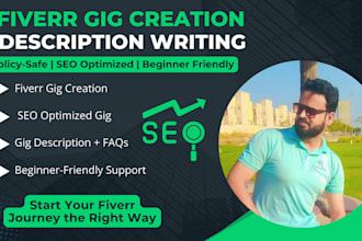 write an SEO optimized fiverr gig title, description and faqs