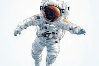 draw galaxy, space, astronaut cartoon design