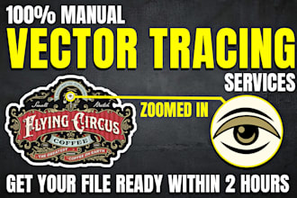 do manual vector tracing, replicate logo to vector, image to vector for you