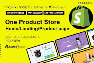 build one product shopify store, shopify landing page by gempages,pagefly,replo