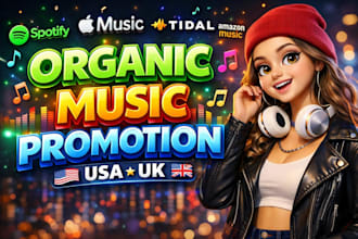 spotify apple music audiomack tidal amazon music organic music promotion USA ,UK