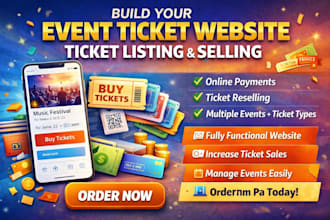 develop, design ticket listing website, event ticket selling reselling website