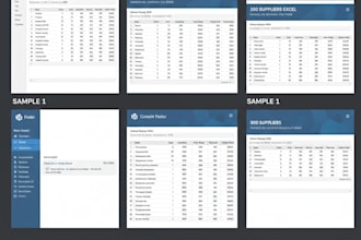 research 100 suppliers and deliver professional excel list