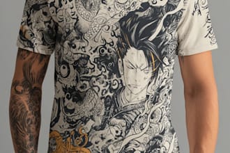 make a japanese t shirt illustration