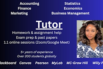 tutor economics, finance, statistics, accounting, management