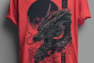 do a japanese t shirt illustration