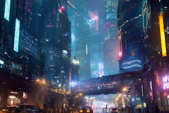 draw cyberpunk futuristic city