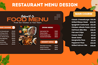 do restaurant menu design, food menu, price list and digital menu board