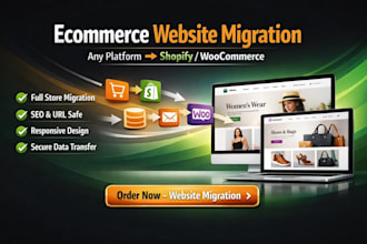 migrate any ecommerce website to shopify woocommerce website store