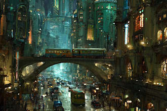 do cyberpunk futuristic city art