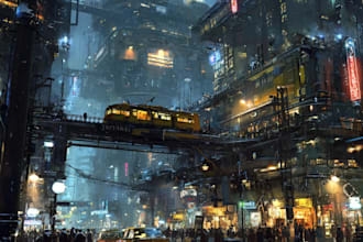 do a cyberpunk futuristic city