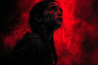 make a horror style illustration, artwork, cover
