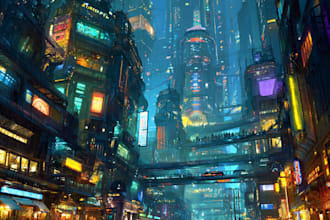 do cyberpunk futuristic city art