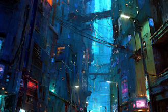 do cyberpunk scifi futuristic city