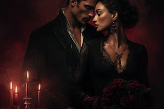 design a premium dark fantasy or gothic romance book cover