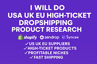do USA UK eu high ticket shopify supplier dropshipping product research hunting