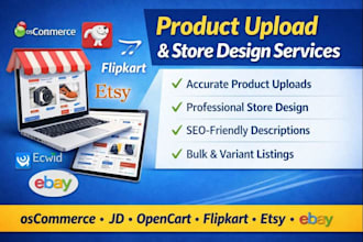 do products upload or design on oscommerce opencart jd flipkart etsy ecwid ebay