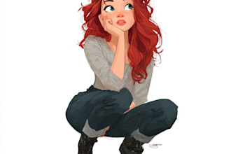 draw a portrait in semi realism disney cartoon style
