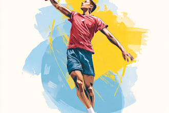 draw sports cartoon with big head or caricature style