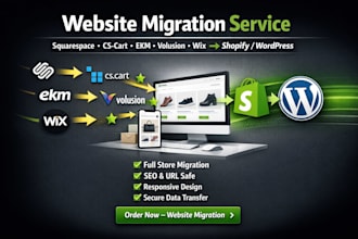 migrate squarespace cs cart ekm volusion wix website to wordpress shopify store