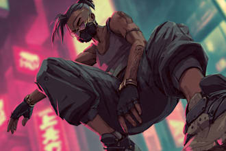 make cyberpunk city illustrations