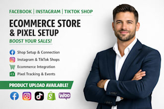create facebook tik tok instagram shop connect ecommerce store setup pixel code