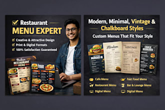 design a professional restaurant menu food menu flyer or digital menu