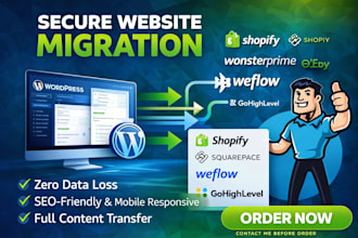 migrate wordpress to shopify squrespace website webflow gohighlevel migration