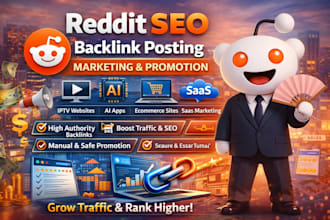 do reddit seo backlink post for iptv website, ai app,   ecommerce saas marketing