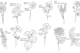 create a birthmonth flower tattoo design for you