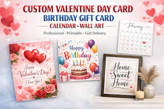 design a custom valentine day greeting card birthday gift card calendar wall art
