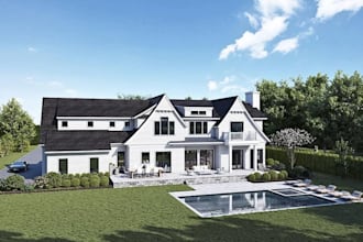 3d house exterior render, architectural exterior design backyard 3d rendering